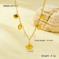 Detail of gold shell necklace with ocean charms and pearls, 41cm plus 5cm length - Gold Shell Necklace