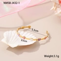 Detail shot of colorful enamel butterfly gold bangle with 5.5cm inner diameter - One Size / Colorful Butterfly Bangle (NMSB-J432-1)