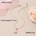 Close-up of pink flower necklace with 37+5cm chain length and 1.3cm pendant details - One Size / Pink Flower Necklace (NMSN-J4210-1)