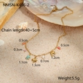 Detail of ocean-themed necklace with starfish pendants showing dimensions and 40+5cm length - Palm Tree Necklace (NMSN-K456-2)
