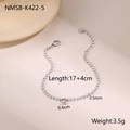 Detalle de pulsera de titanio plateada con circón de corazón rosa y cierre de langosta - Talla única / Pulsera de Tenis de Corazón Rosa Color Acero (NMSB-K422-5)