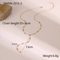 Detalle de un collar en forma de Y chapado en oro con piedras de colores y medidas - Chapado en oro 18K / Collar de Borlas de Strass Redondos de Colores (NMSN-J515-2)