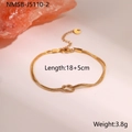 Detalle de pulsera de cadena de serpiente dorada 18+5cm con diseño de nudo de metal - Pulsera Cadena Serpiente Nudo Dorado (NMSB-J5110-2)