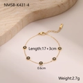Detailweergave van de 18K vergulde roestvrijstalen armband met zwarte schijven en zirkoon - Zwart Armband-Goud (NMSB-K431-4) / 17+3cm
