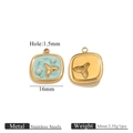 Dettaglio di pendenti quadrati oceano da 16 mm con motivo a onde in smalto blu - Oro Quadrato Verde Coda Di Pesce