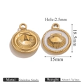 Vue détaillée de pendentifs coquillage en acier inoxydable avec mesures et détails techniques - Blanc