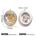 Pendentif ovale en acier inoxydable avec insert feuille dorée et bord argent - Feuille Ovale