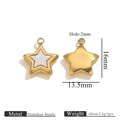 Golden stainless steel star pendant with white enamel inlay and size measurements - Gold - Star