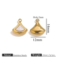 Gold stainless steel fan-shaped shell pendant charms with 14x12mm dimensions for DIY jewelry - Gold-Fan