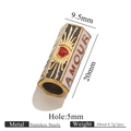 Golden stainless steel column bead with AMOUR lettering and red heart enamel detail - Black And White (Red Heart)