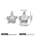 Polished stainless steel star pendant for women's DIY necklaces with shell inlay design - Steel Color - Star
