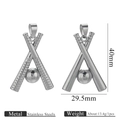 Silver stainless steel baseball bat pendant with product dimensions and 13.4g weight - Crossed Bats Style / Silver Textured Baseball Bat Style