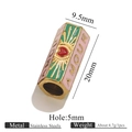 Stainless steel hexagonal spacer bead with pink enamel, heart motif and AMOUR lettering - Green And Pink (Red Heart)