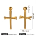 18k gold plated stainless steel baseball cross pendant for DIY jewelry making - Crisscross Style / Golden Polished Cross Bats Style
