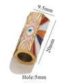 Perle hexagonale en acier doré œil maléfique avec émail coloré et trou de 5 mm - Pink Multicolor (Eye)