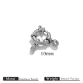 Silver stainless steel spring clasp 10mm connector for jewelry DIY with 3 small jump rings - 10mm / Steel