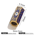 Perle hexagonale en acier doré avec œil maléfique et émail pour bijoux faits main - Dark Blue (Eye)