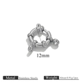 Silver stainless steel 12mm round spring clasp connector for DIY jewelry making - 12mm / Steel