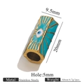 Perle cœur œil maléfique en émail bleu et acier inoxydable doré pour bijoux DIY - Cyan Blue (Eye)