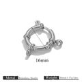 16mm silver stainless steel round spring clasp with triple rings for jewelry making - 16mm / Steel