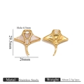 Pair of golden stingray pendants in stainless steel with natural shell inlay details - White Shell Stingray