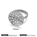 Silver stainless steel 18mm round multi-hole adjustable base for DIY jewelry making - Steel Color 18mm