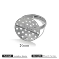Silver stainless steel 20mm round multi-hole adjustable DIY ring base jewelry part - Steel Color 20mm