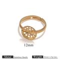 12mm golden stainless steel ring base with hollow disk for DIY jewelry making - Gold 12mm