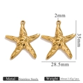 Golden starfish 304 stainless steel pendant for DIY jewelry making 35mm height - Gold Embossed Starfish