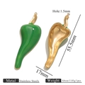 Green chili pepper pendant in stainless steel for DIY jewelry making accessories - Green