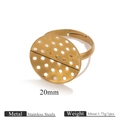 Gold-plated stainless steel 20mm mesh plate DIY adjustable ring base for jewelry making - Gold 20mm