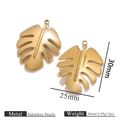 Golden monstera leaf pendant in 304 stainless steel with hollow-out vein detail - Gold Monstera Leaf