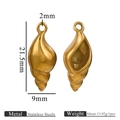 Golden 304 stainless steel conch shell pendant for DIY jewelry, size 21.5x9mm - Gold Conch