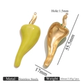 Green enamel chili pepper charm in stainless steel for DIY jewelry making - Yellow