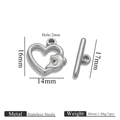 Silver stainless steel heart dolphin OT toggle clasp for DIY jewelry making sets - Dolphin / Steel