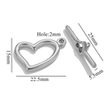Poliertes Herz-Knebelverschluss-Set aus Edelstahl für DIY-Schmuck und Halsketten - Hohles Herz Stil(8)