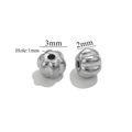 Set of two 3mm silver baroque pumpkin beads made of stainless steel for DIY jewelry - 3mm / Pumpkin Bead / Steel