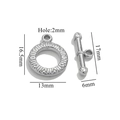 Poliertes Silber-Knebelverschluss-Set aus Edelstahl für DIY-Schmuck mit radialer Textur - Radial Textur Rund Stil(10)