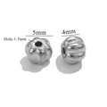 Silver baroque pumpkin steel beads in 4mm and 5mm sizes with 1.5mm holes for DIY jewelry - 5mm / Pumpkin Bead / Steel