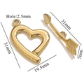 Goldener herzförmiger Edelstahl-OT-Verschluss mit 2,5 mm Loch für DIY-Schmuckherstellung - Herz und Pfeil Stil(G1)