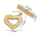 Goldener OT-Knebelverschluss in Herzform aus Edelstahl mit Retro-Relief für DIY-Schmuck - Vintage Geschnitztes Herz Stil(G2)
