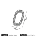 Strukturierter ovaler Edelstahl-Bindering gedreht 17x9mm für DIY Schmuckherstellung - Silber Quadratischer Gedrehter Stil