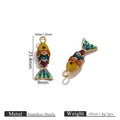 Colorful enamel fish pendant in stainless steel for DIY jewelry making and necklaces - Non-movable Yellow Head
