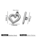 Polished silver heart stainless steel OT toggle clasp set for jewelry making DIY - Twisted Heart / Steel