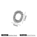 Silbernes gedrehtes Seilovalelement aus Edelstahl für Schmuckherstellung 9mm x 13mm - Silber Kleiner Gedrehter Stil