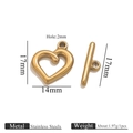 18k gold plated stainless steel heart toggle clasp set for DIY jewelry making - Twisted Heart / Gold