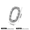 Silberner Edelstahl-Gliederverbindung in Ovalform mit 20mm x 11mm Abmessungen - Silber Großer Quadratischer Gedrehter Stil