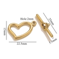 Goldenes herzförmiges OT-Knebelverschluss-Set aus Edelstahl für DIY-Schmuckverbinder - Hohles Herz Stil(G8)