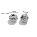 Silver baroque pumpkin lantern bead for DIY bracelet, 5mm x 4mm size with 1.5mm hole - 5mm / Lantern Bead / Steel
