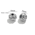 Two silver stainless steel pumpkin lantern spacer beads for DIY jewelry, 5mm and 6mm sizes - 6mm / Lantern Bead / Steel